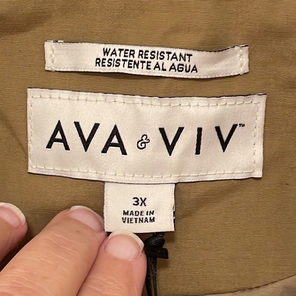 AVA & VIV WOMENS 3X WATER RESISTANT TRENCH COAT. POCKETS BELT COLLAR STYLISH NWT - Picture 2 of 14